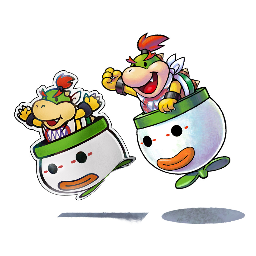 2boys bowser_jr fangs horns multiple_boys official_art paper_mario super_mario_bros.