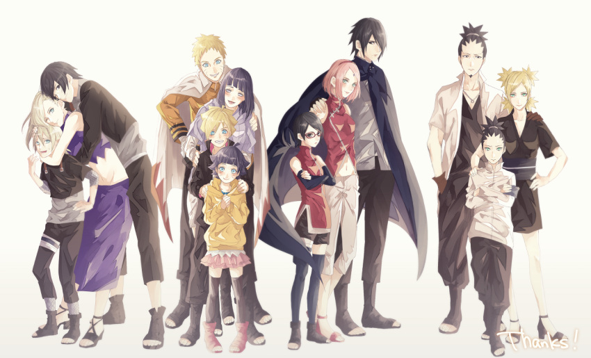 6+boys 6+girls bangs black_hair black_thighhighs blonde_hair blue_eyes boruto:_naruto_the_movie boruto:_the_movie cape cloak facial_hair facial_mark family fingers forehead forehead_mark glasses goatee green_eyes hair_over_one_eye hand_on_shoulder hands haruno_sakura hug hug_from_behind hyuuga_hinata looking_at_viewer multiple_boys multiple_girls nara_shikadai nara_shikamaru naruto one_eye_closed pink_hair purple_hair quadtails sai short_hair szk_sssk temari thigh-highs uchiha_sarada uchiha_sasuke uzumaki_boruto uzumaki_himawari uzumaki_naruto whiskers white_background yamanaka_ino yamanaka_inojin