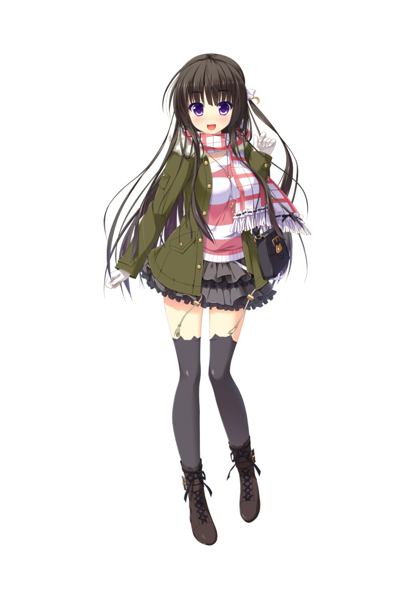 1girl ameto_yuki black_hair female full_body hooksoft ichinose_sora looking_at_viewer official_art pure_x_connect smee solo standing tagme transparent_background violet_eyes