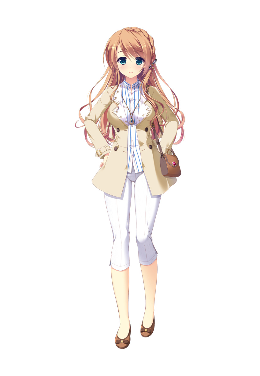 1girl ameto_yuki brown_hair female full_body green_eyes hooksoft looking_at_viewer makihara_shiho_(pure_x_connect) official_art pure_x_connect smee solo standing tagme transparent_background