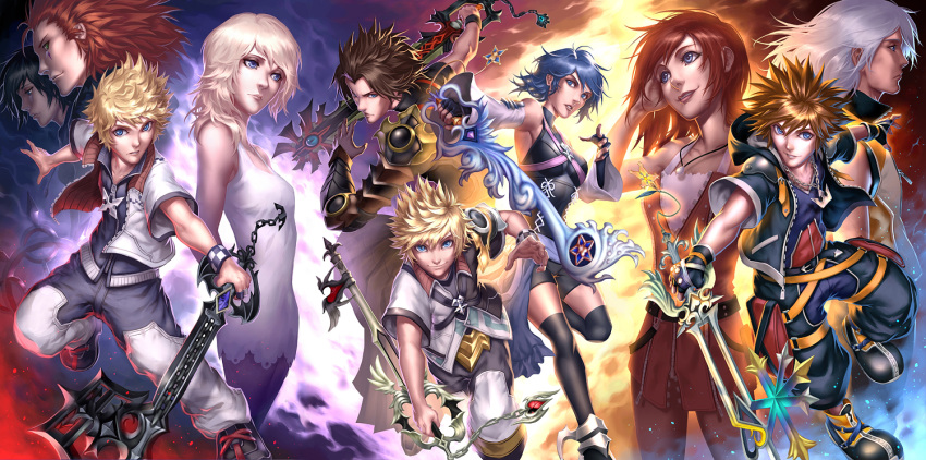 4girls 6+boys aqua_(kingdom_hearts) axel blonde_hair blue_hair brown_hair disney everyone hood hoodie kairi keyblade kingdom_hearts kingdom_hearts_358/2_days kingdom_hearts_birth_by_sleep kingdom_hearts_ii kuroi-tsuki multiple_boys multiple_girls namine redhead riku roxas silver_hair sora_(kingdom_hearts) spiky_hair square_enix terra_(kingdom_hearts) ventus wallpaper weapon xion_(kingdom_hearts)