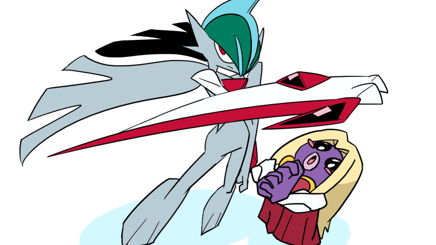 blades blush gallade jynx mega_gallade mega_pokemon no_humans pokemon simple_background spike