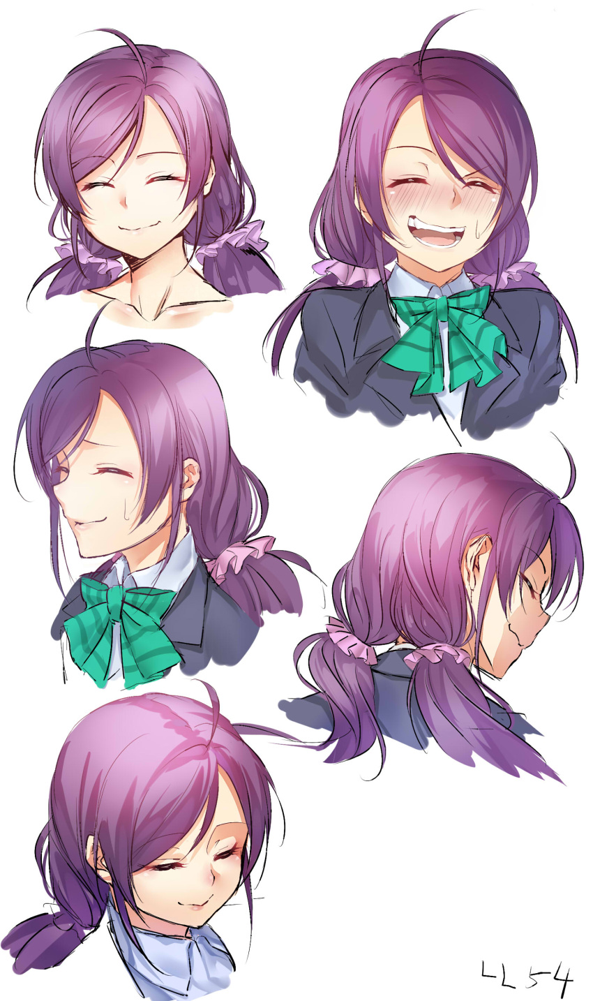 1girl closed_eyes forced_smile long_hair love_live!_school_idol_project low_twintails open_mouth sizuka_(takuma0) smile toujou_nozomi twintails white_background