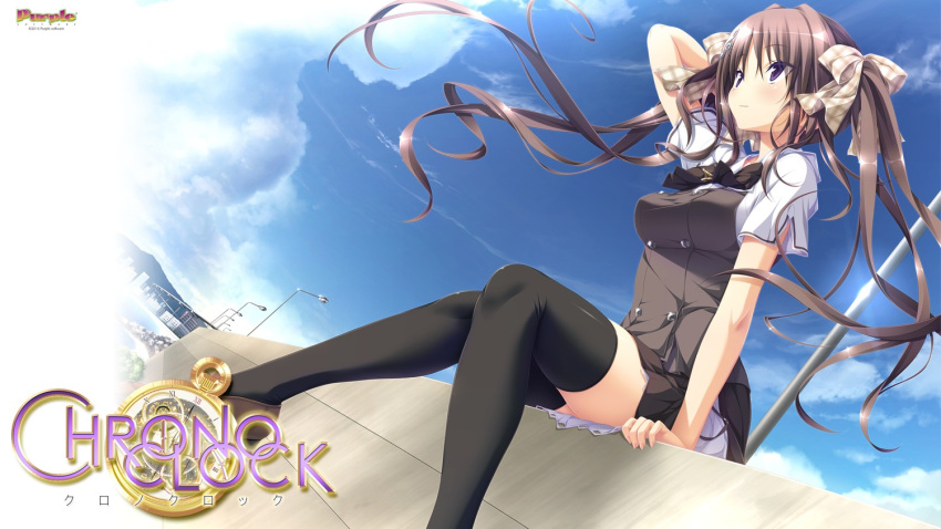 1girl andou_misaki chrono_clock female koku purple_software thigh-highs wallpaper