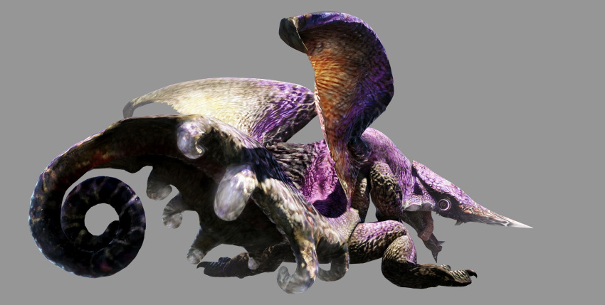 chameleos horn looking_back monster monster_hunter no_humans official_art simple_background solo tail tongue wings