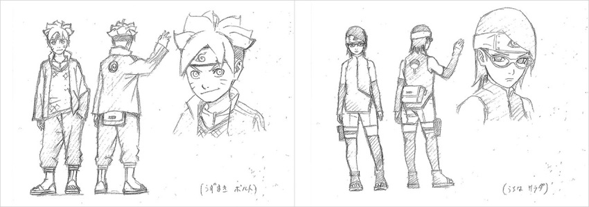 1boy 1girl boruto:_the_movie glasses kishimoto_masashi naruto official_art translation_request uchiha_sarada uzumaki_boruto