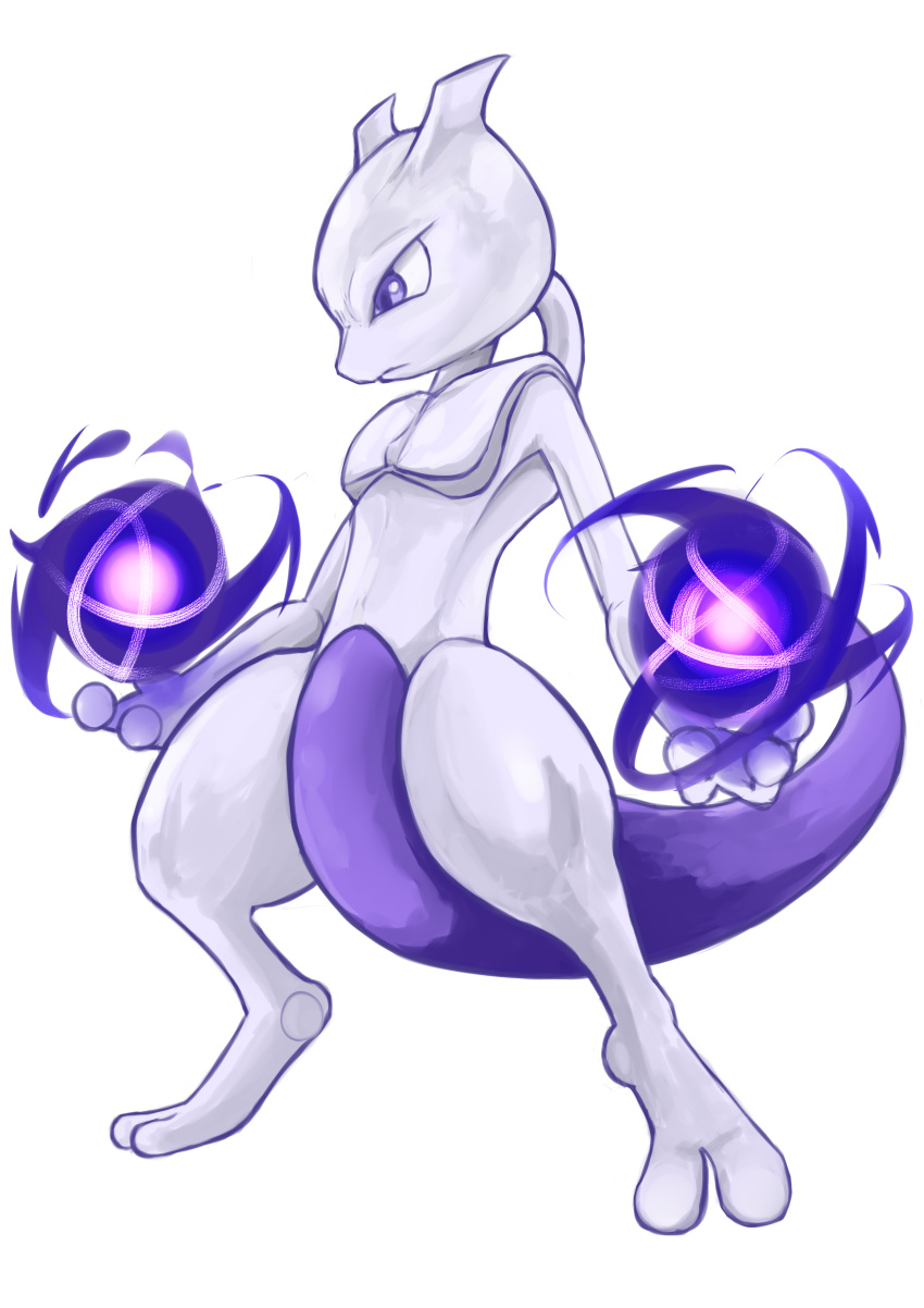 energy highres mewtwo nintendo no_humans pokemon solo super_smash_bros. tail violet_eyes white_background