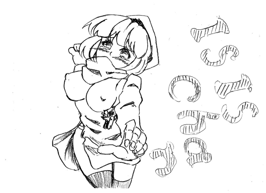 1girl artist_request female isil isis-chan monochrome original personification sketch solo tagme