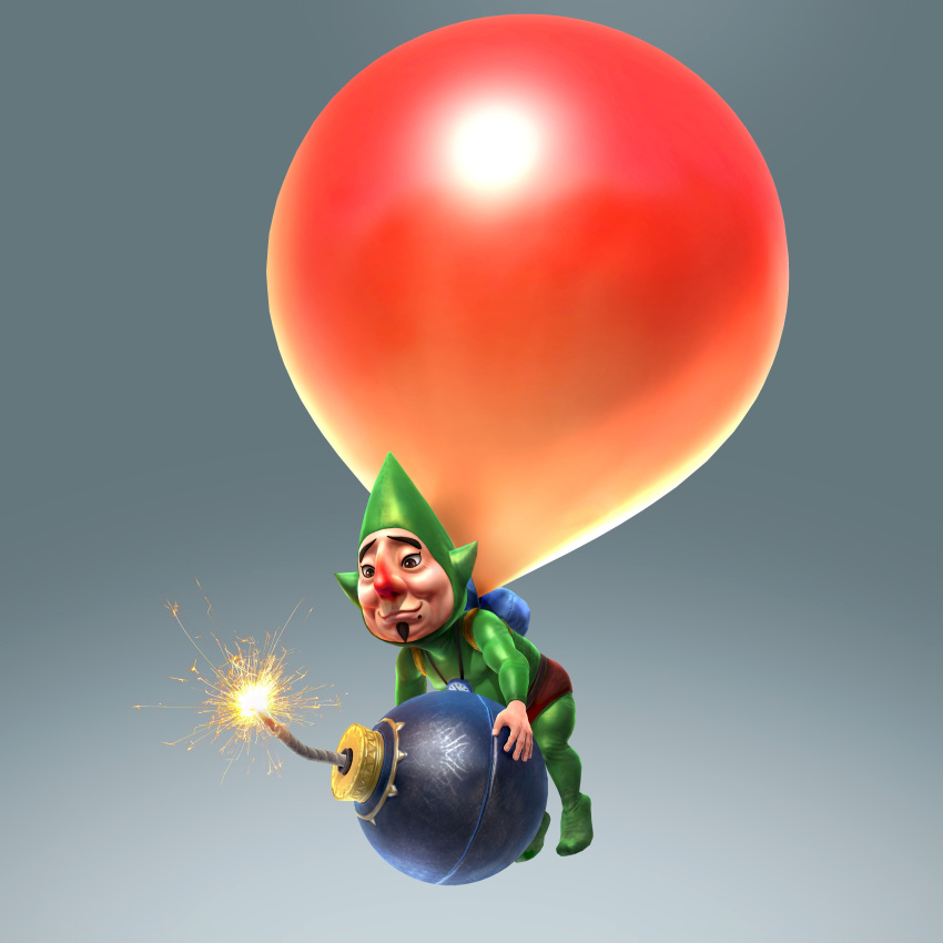 1boy absurdres balloon beard bomb facial_hair full_body gradient gradient_background highres official_art solo tagme the_legend_of_zelda tingle zelda_musou