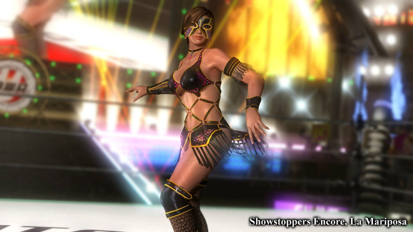 breasts butterfly dark_skin dead_or_alive dead_or_alive_5 jewelry la_mariposa large_breasts lisa_hamilton luchadora mask ring ruyueyoufei short_hair tecmo wrestling_outfit