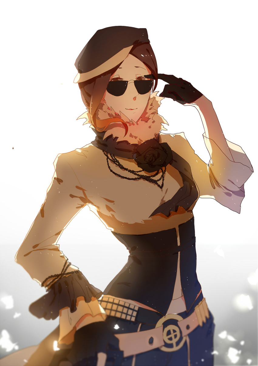 1girl belt beret brown_hair coco_adel gloves hat rwby smile solo