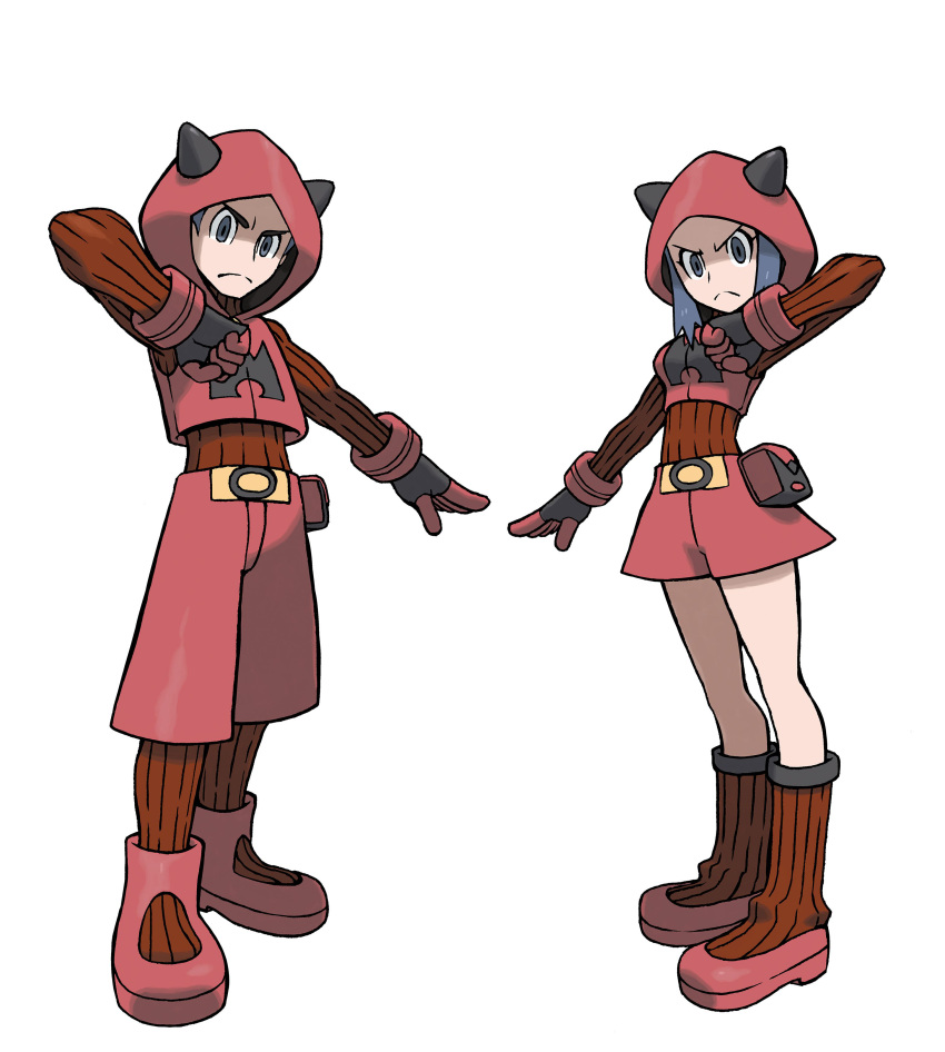 10s 1boy 1girl absurdres highres npc_trainer official_art pokemon pokemon_(game) pokemon_oras team_magma team_magma_grunt team_magma_grunt_(remake)