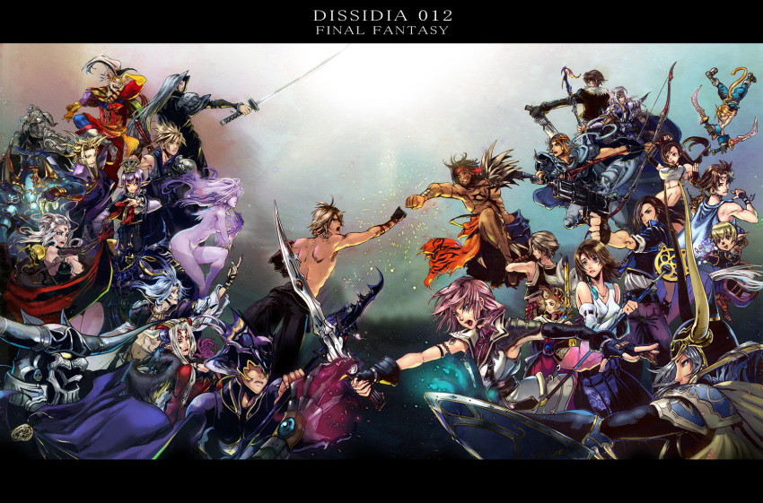 6+boys 6+girls armor battle bow_(weapon) butz_klauser cain_highwind cecil_harvey cefca_palazzo cloud_of_darkness cloud_strife dissidia_012_final_fantasy dissidia_final_fantasy dual_wielding emperor_(ff2) everyone exdeath final_fantasy final_fantasy_i final_fantasy_ii final_fantasy_iii final_fantasy_iv final_fantasy_ix final_fantasy_v final_fantasy_vi final_fantasy_vii final_fantasy_viii final_fantasy_x final_fantasy_xi final_fantasy_xii final_fantasy_xiii frioniel golbeza gun gunblade helmet horned_helmet jecht kuja laguna_loire lightning_farron multiple_boys multiple_girls onion_knight prishe sephiroth shantotto shield squall_leonhart staff sword tidus tifa_lockhart tina_branford trance_tina_branford ultimecia vaan warrior_of_light weapon yuna zidane_tribal