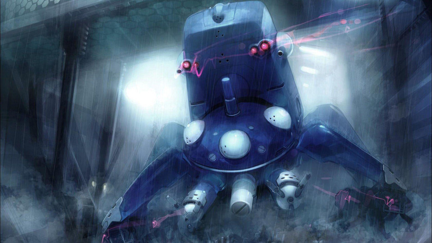 cyberpunk ghost_in_the_shell ghost_in_the_shell_stand_alone_complex highres mecha no_humans robot science_fiction tachikoma takashima weapon