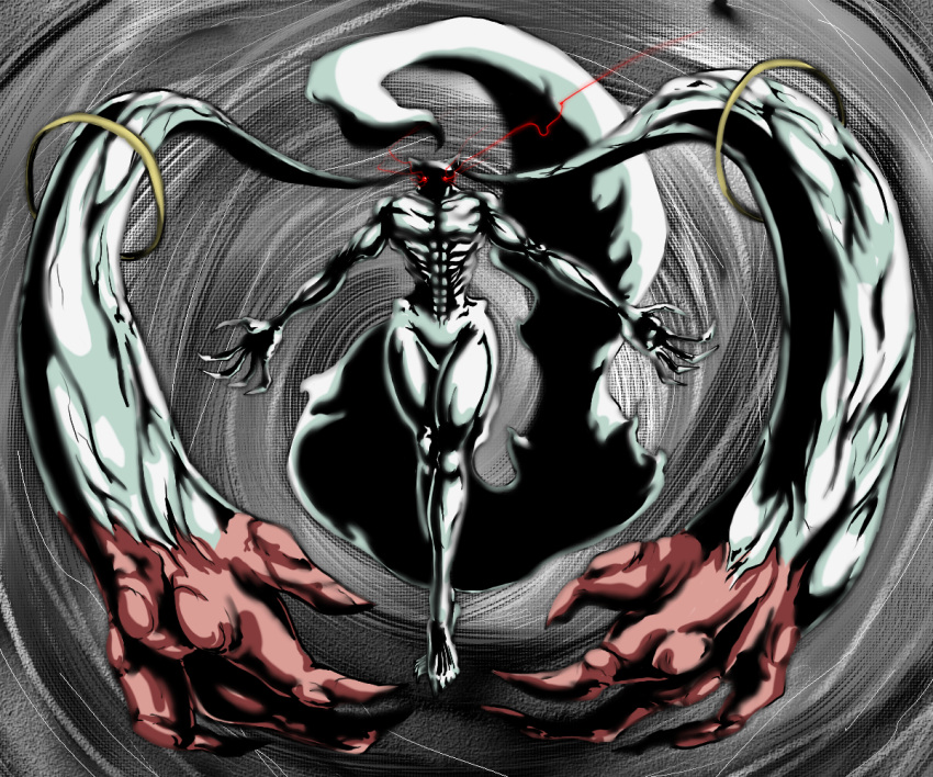 abs alternate_form claws creepy epic glowing glowing_eyes kyubey mahou_shoujo_madoka_magica monster muscle no_humans pixiv_manga_sample pose shadow zapan