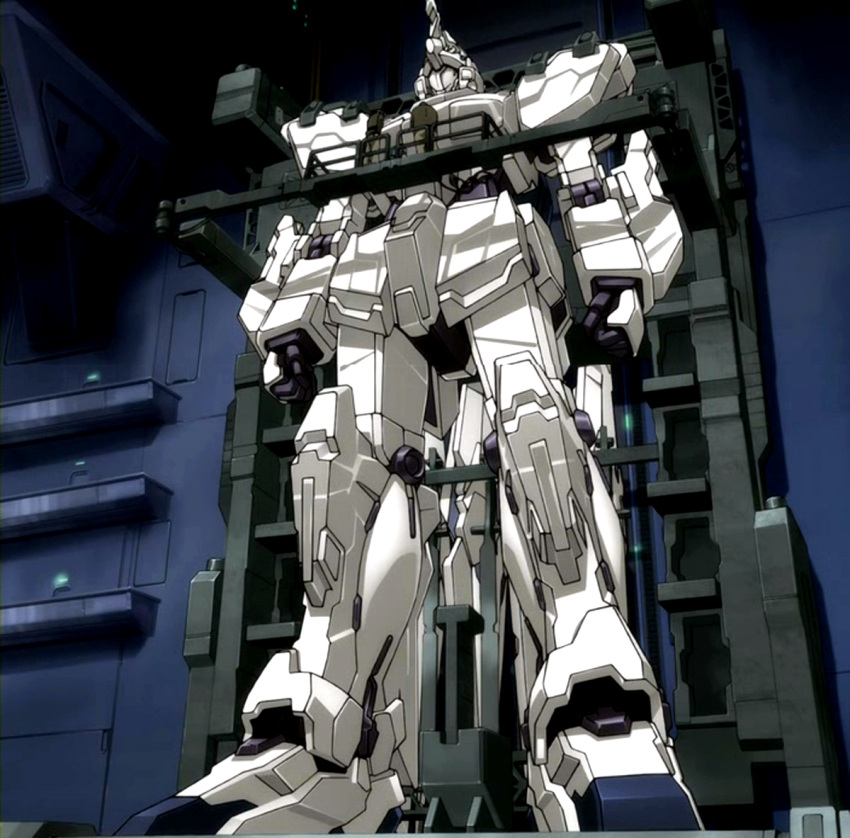 gundam gundam_unicorn hangar mecha screencap unicorn_gundam