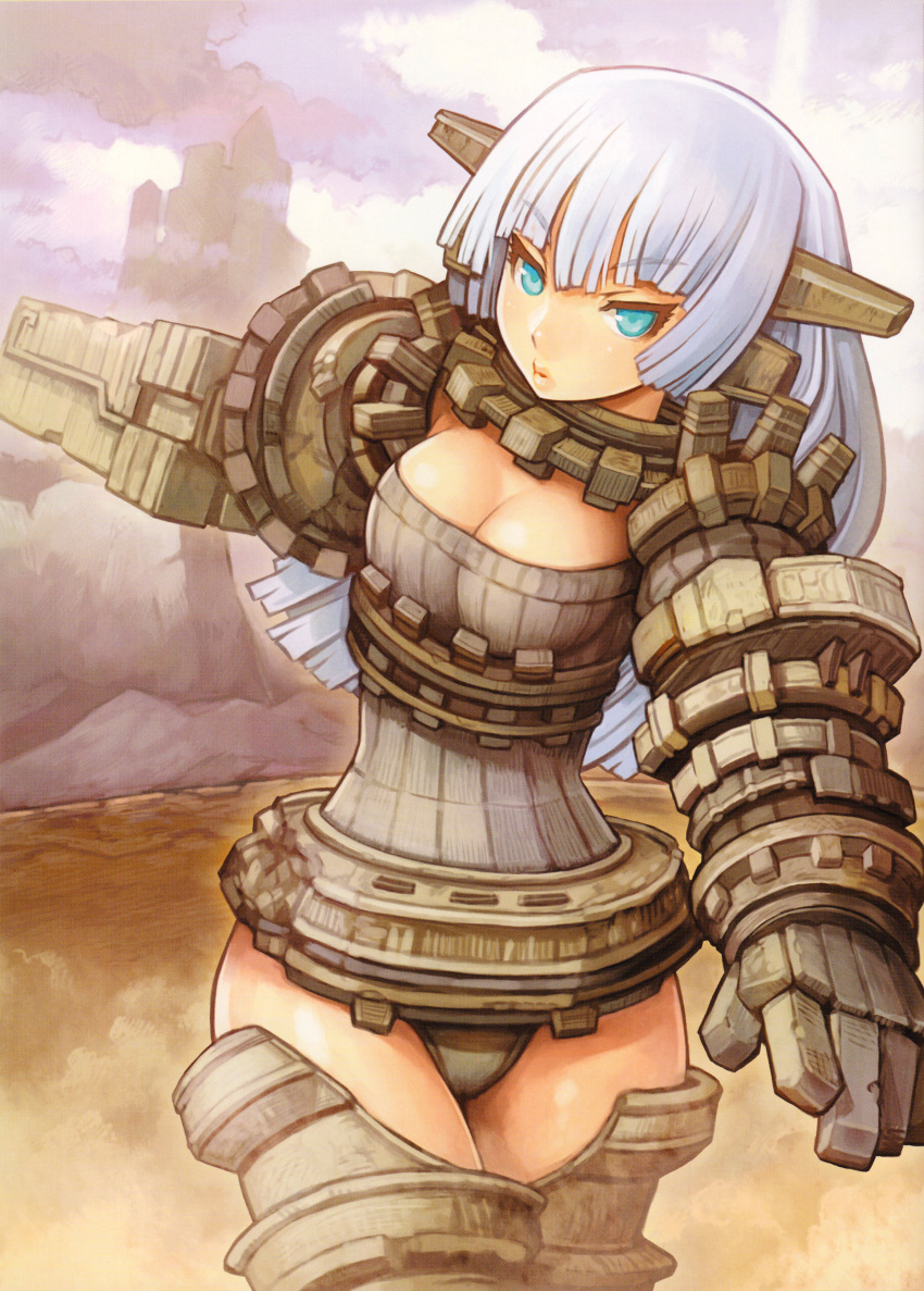 1girl absurdres aqua_eyes breasts cleavage colossus gaius giantess highres personification shadow_of_the_colossus shigatake solo