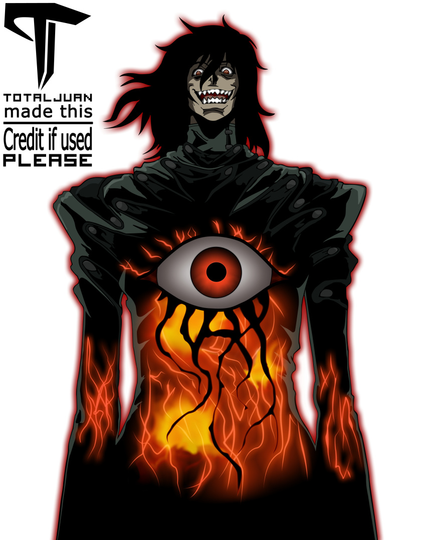 1boy absurdres alucard_(hellsing) black_hair eyes hellsing high_collar highres leather male_focus open_mouth pale_skin red_eyes sharp_teeth solo teeth transparent_background vampire vector_trace