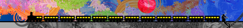 abstract absurdres highres kazaana locomotive long_image psychedelic steam_locomotive train wide_image