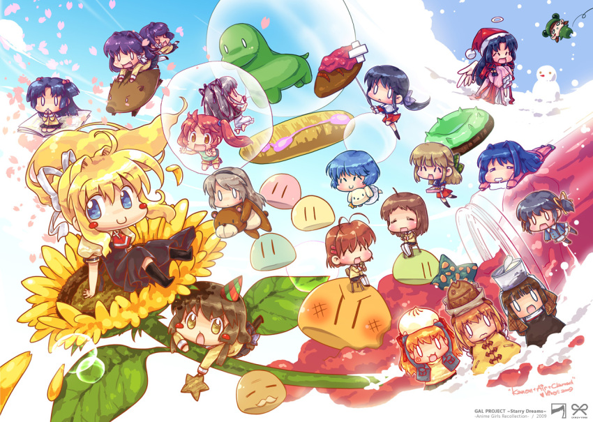 &gt;_&lt; 6+girls =_= ^_^ air animal_costume baozi bear_costume blonde_hair botan bread bubble chibi clannad closed_eyes company_connection crossover dango_daikazoku dinosaur doughnut elder_dango everyone flower food fujibayashi_kyou fujibayashi_ryou furukawa_nagisa hinohino ibuki_fuuko ice_cream ichinose_kotomi jam kamio_misuzu kannabi_no_mikoto kanon kawasumi_mai key_(company) kirishima_kano kurata_sayuri michiru_(air) minase_nayuki misaka_shiori miyazawa_yukine multiple_girls nikuman o_o potato_(air) sakagami_tomoyo sawatari_makoto siblings sisters snow snowman sunflower sunohara_mei taiyaki toono_minagi tsukimiya_ayu twins wagashi