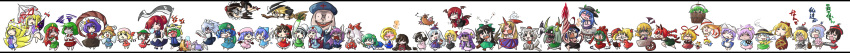 &gt;_&lt; 6+girls :3 ^_^ absurdres aki_minoriko aki_shizuha alice_margatroid angry animal_ears antennae apron arm_cannon backpack bag barrel bat_wings blonde_hair blood blue_hair blush_stickers book bow braid broom brown_eyes brown_hair bucket camera cat_ears cat_tail chen chibi cirno closed_eyes clothes_writing crescent crescent_moon cross detached_sleeves doll dress drill drunk everyone ex-keine eyebrows eyes fairy_wings fang female flandre_scarlet flying food fox_tail frills from_behind front_ponytail fruit fujiwara_no_mokou gap gem ghost green_hair hair_bobbles hair_bow hair_ornament hair_ribbon hairband hakurei_reimu hat hat_bow hat_ribbon highres hinanawi_tenshi hong_meiling horn horns hoshiguma_yuugi houraisan_kaguya ibuki_suika ice inaba_tewi instrument inubashiri_momiji izayoi_sakuya kaenbyou_rin kagiyama_hina kamishirasawa_keine kawashiro_nitori kazami_yuuka key keyboard_(instrument) keystone kirisame_marisa kisume koakuma kochiya_sanae komeiji_koishi komeiji_satori konpaku_youmu kurodani_yamame letty_whiterock lily_white long_image lunasa_prismriver lyrica_prismriver medicine_melancholy merlin_prismriver mirror mizuhashi_parsee moon moriya_suwako multiple_girls multiple_tails musical_note mystia_lorelei mystia_lorelei_(bird) nagae_iku nose_bubble nosebleed onozuka_komachi orange_hair outstretched_arms pants parasol patchouli_knowledge peach plaid plaid_skirt plaid_vest plant pointy_ears pose purple_hair rabbit_ears red_eyes redhead reisen_udongein_inaba reiuji_utsuho remilia_scarlet ribbon rod_of_remorse rope rumia saigyouji_yuyuko saliva scythe shaded_face shameimaru_aya shanghai_doll shawl shiki_eiki short_hair silver_hair skirt skirt_set sleeping snot solid_circle_eyes star su-san tail tears third_eye tokin_hat tora_(pixiv) tora_(trampjing) touhou trumpet twintails umbrella violin weapon wide_image wings wooden_bucket wriggle_nightbug yagokoro yagokoro_eirin yakumo_ran yakumo_yukari yasaka_kanako youkai