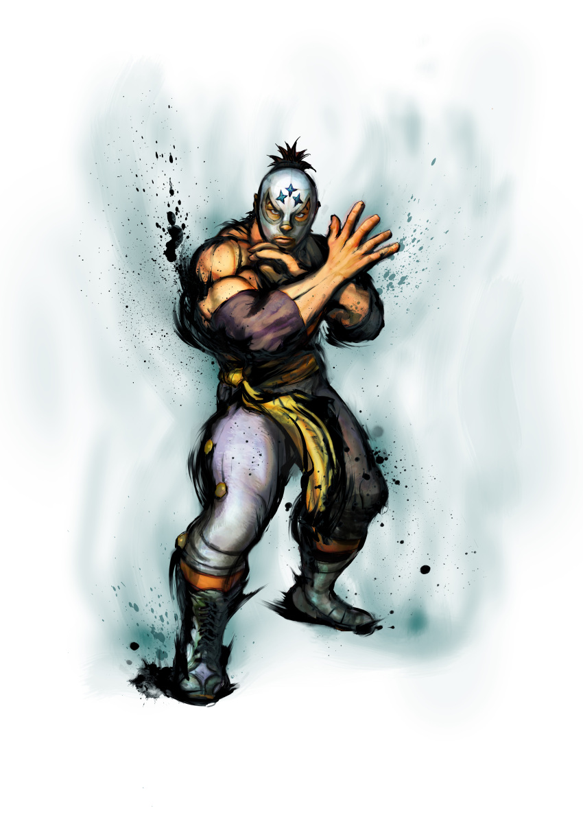 1boy absurdres capcom el_fuerte highres ikeno_daigo looking_at_viewer luchador luchador_mask male_focus mask mexican official_art serious simple_background solo street_fighter street_fighter_iv street_fighter_iv_(series) white_background wrestler