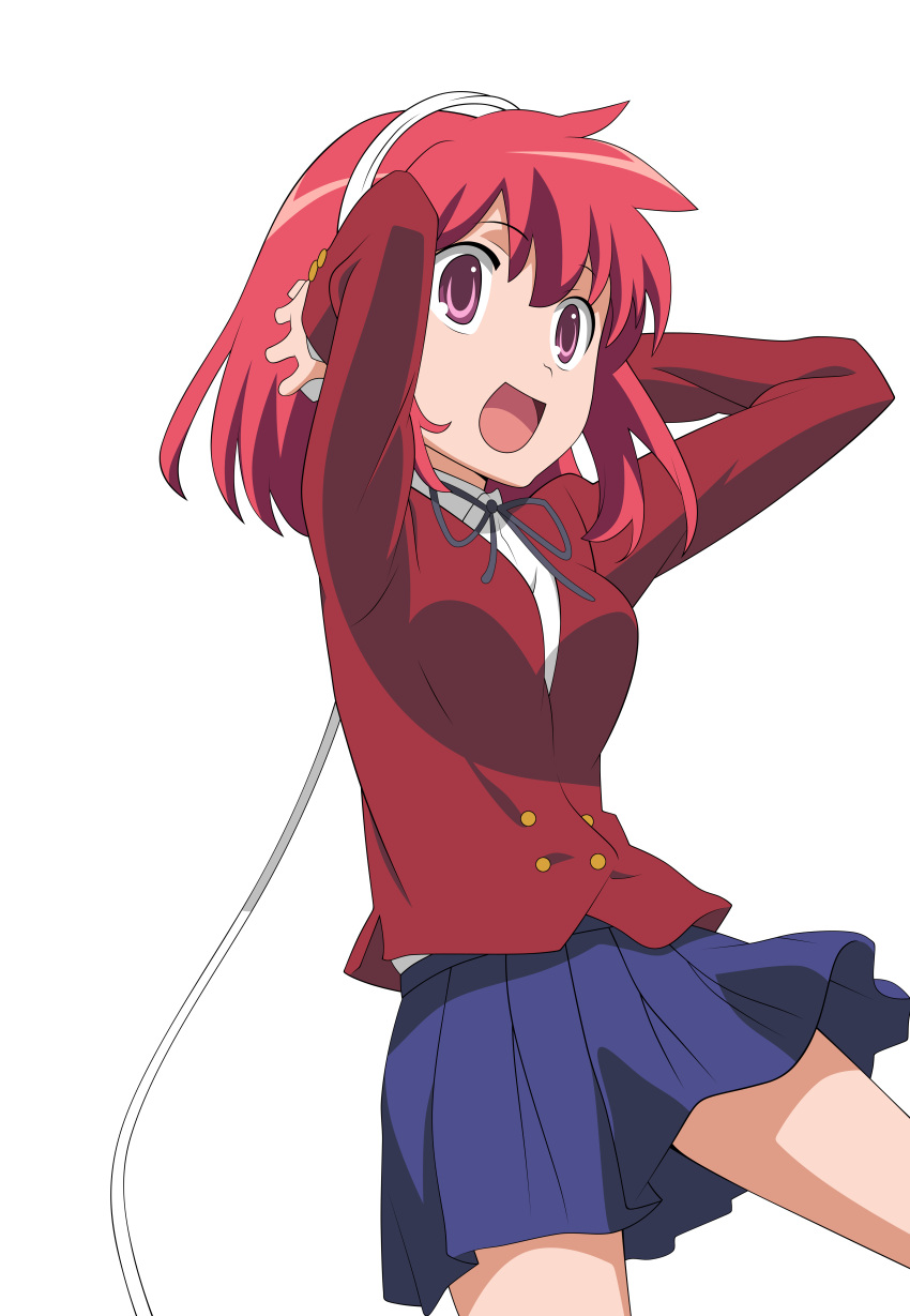 absurdres headphones highres kushieda_minori pink_eyes redhead school_uniform short_hair toradora! transparent_background vector_trace