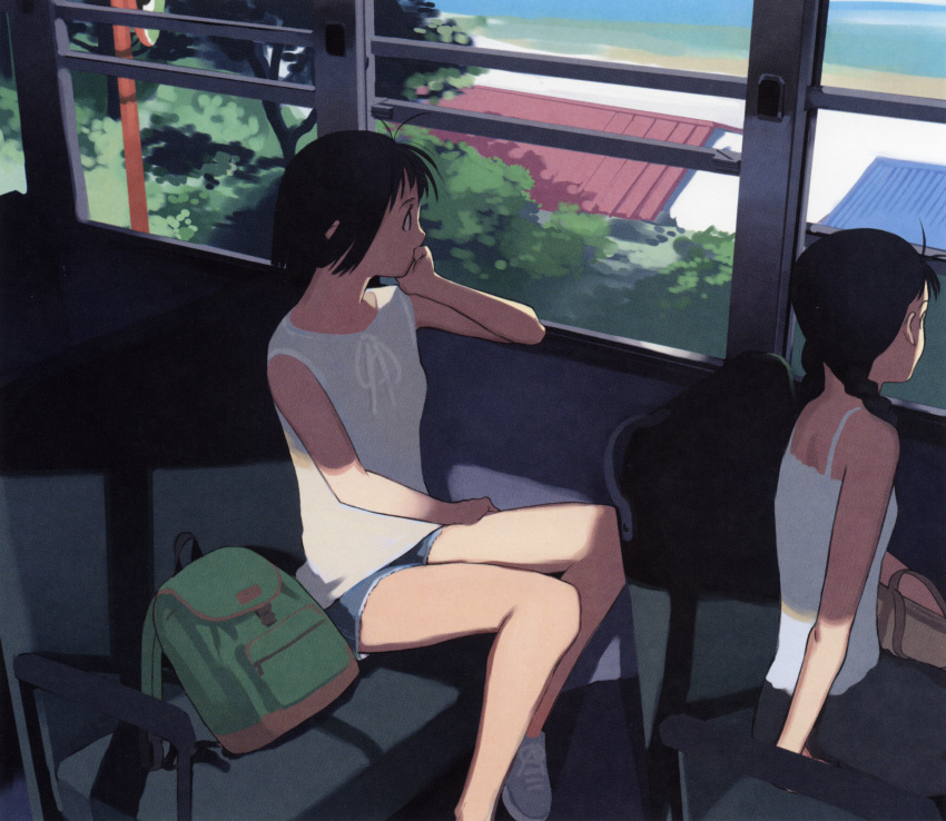 black_hair bus bus_interior ground_vehicle highres motor_vehicle short_hair takamichi vehicle