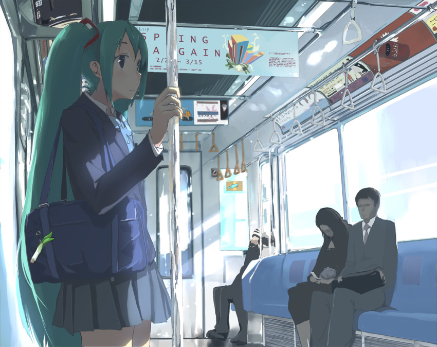 bag hatsune_miku keisan school_uniform train train_interior vocaloid