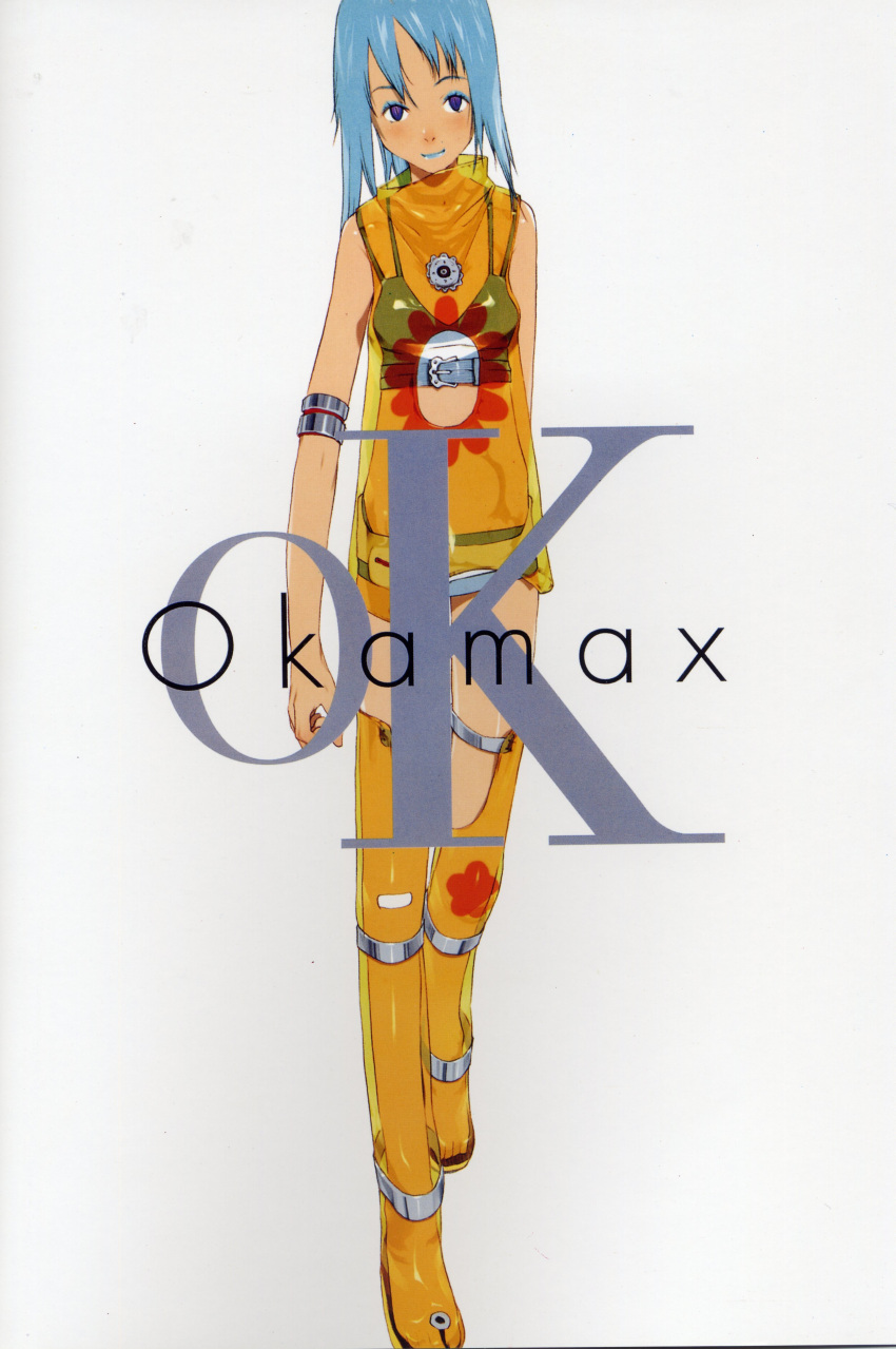 1girl absurdres artbook blue_hair highres okama okamax scan solo