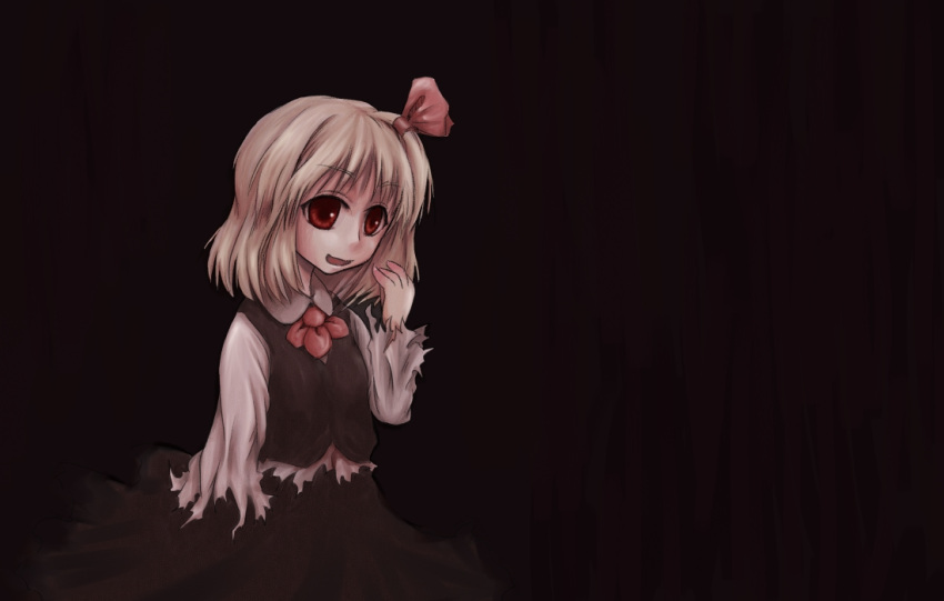 1girl blonde_hair female hair_ribbon monolith necktie red_eyes ribbon rumia short_hair solo the_embodiment_of_scarlet_devil torn_clothes touhou youkai