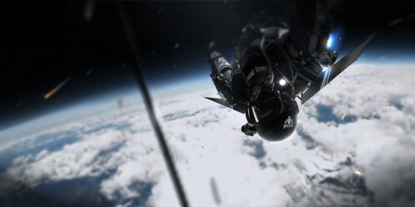 blurry clouds dark debris depth_of_field earth goggles helmet mivit original science_fiction skydive solo space