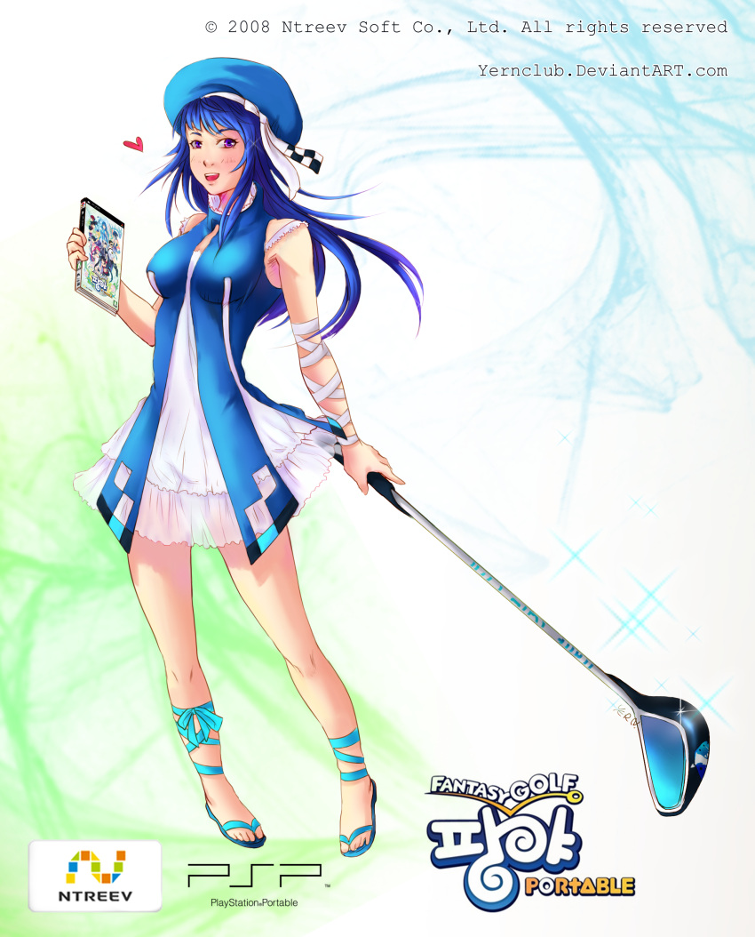 arin blue_hair golf_club hat highres long_hair pangya violet_eyes yern_(pixiv656821)