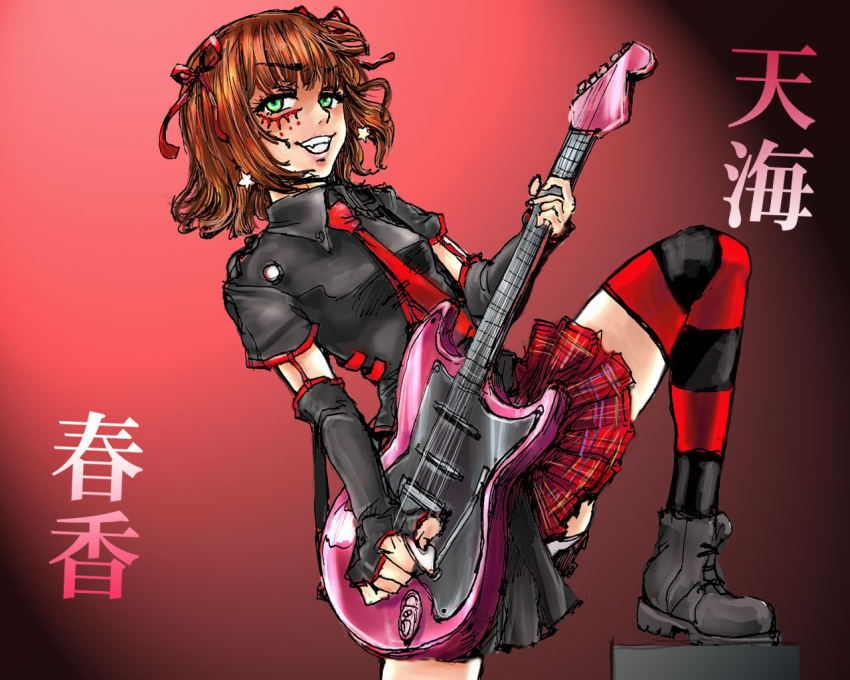 amami_haruka dark_haruka guitar idolmaster instrument osakana_(denpa_yun'yun) punkish_gothic