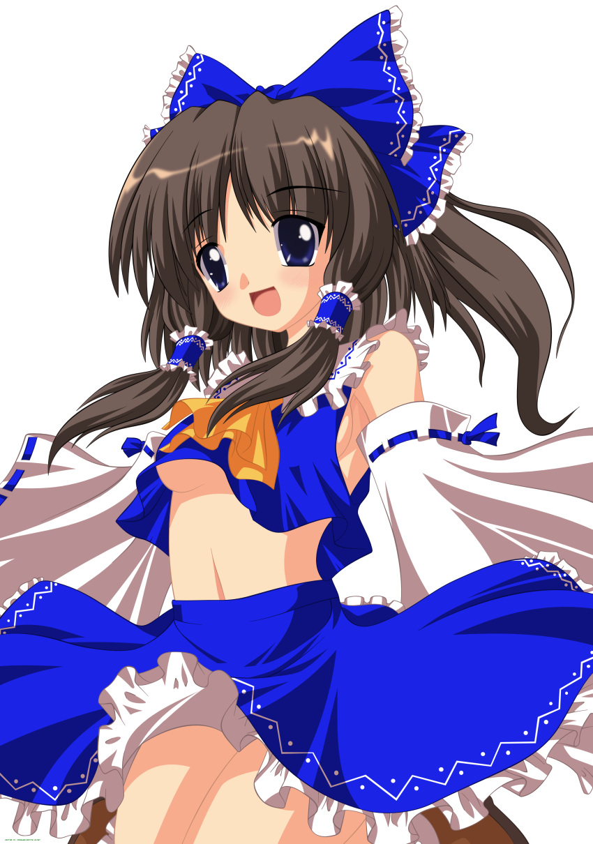 1girl absurdres alternate_color breasts female hakurei_reimu highres immaterial_and_missing_power player_2 simple_background skirt solo touhou transparent_background under_boob vector_trace