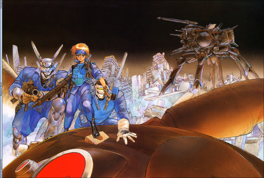 80s appleseed briareos_hecatonchires deunan_knute highres intron_depot mobile_fortress(appleseed) oldschool shirou_masamune