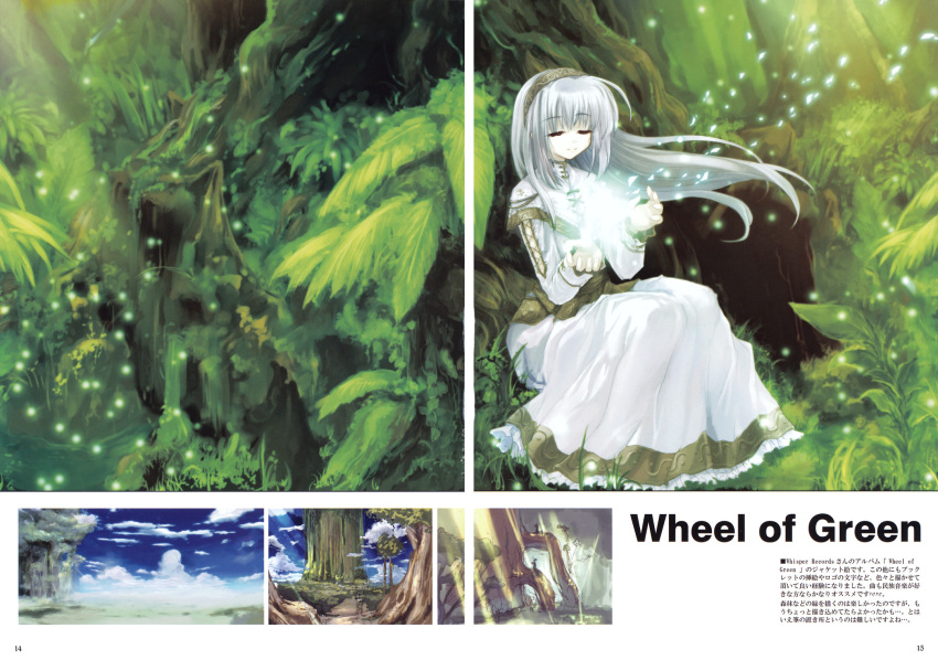 1girl forest highres long_hair nature original scenery silver_hair tokiame