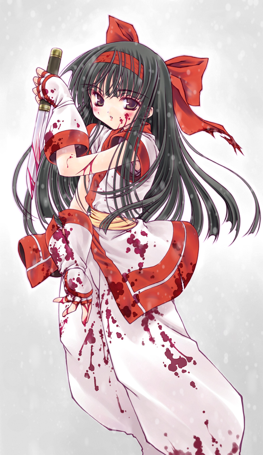 1girl blood bow highres nakoruru red_bow samurai_spirits solo