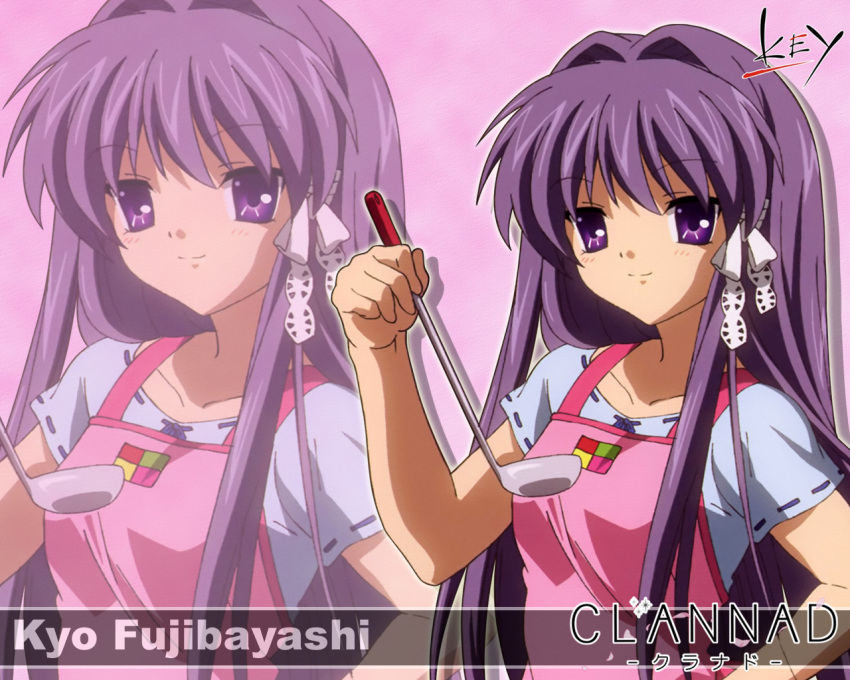 5/4 apron clannad fujibayashi_kyou ladle purple_hair violet_eyes wallpaper zoom_layer