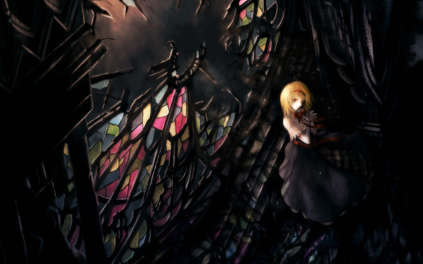alice_margatroid archlich blonde_hair female stained_glass touhou wallpaper