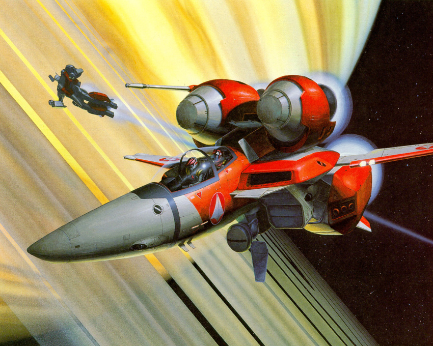 80s choujikuu_yousai_macross cockpit helmet ichijou_hikaru lynn_minmay macross macross:_do_you_remember_love? oldschool pilot_suit saturn space spacesuit valkyrie vf-1 vt-1 wallpaper