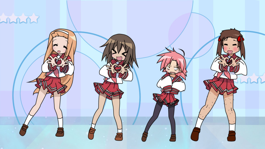 crossdressinging kogami_akira kusakabe_misao lucky_star minegishi_ayano motteke!_serafuku pantyhose school_uniform serafuku shiraishi_minoru teperyndroors