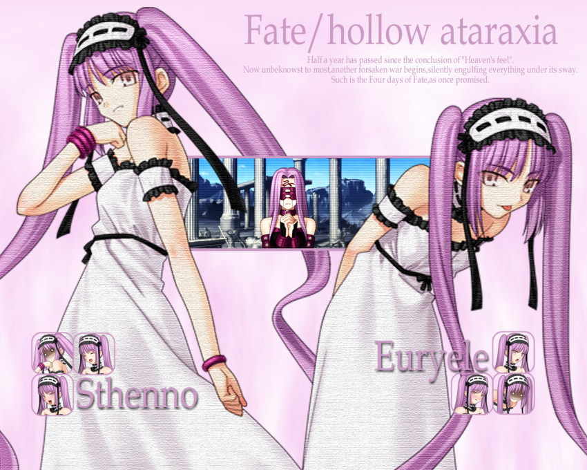 3girls euryale fate/hollow_ataraxia fate/stay_night fate_(series) multiple_girls rider siblings stheno takeuchi_takashi twins