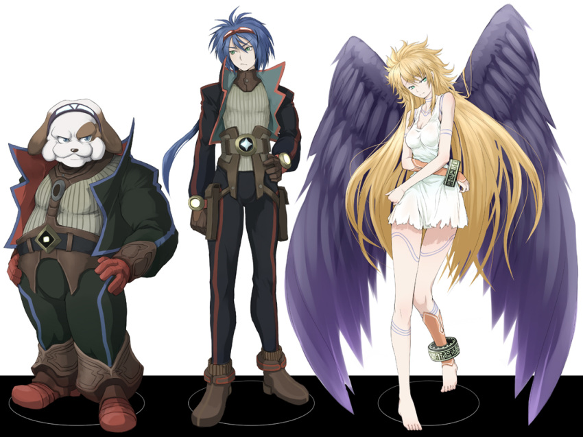 bad_id barefoot black_wings blonde_hair blue_hair bosch bosch_(cosplay) bosch_1/64 bosch_1/64_(cosplay) bow_(breath_of_fire) breath_of_fire breath_of_fire_ii breath_of_fire_v cosplay dress epic feet long_hair nina_(breath_of_fire_ii) nina_(breath_of_fire_v) nina_ii nina_v nina_v_(cosplay) ryu_ii ryu_v ryu_v_(cosplay) ryuu_(breath_of_fire_ii) ryuu_(breath_of_fire_v) taka_yanagi takayanagi_(artist) wings