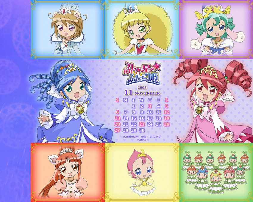 00s 2005 6+girls altessa blonde_hair calendar diamond everyone fine fushigiboshi_no_futago_hime leonne milky_(fushigiboshi_no_futago_hime) miruro multiple_girls november rein seedprincesses sophie_(fushigiboshi_no_futago_hime) the_eleven_seed_princesses