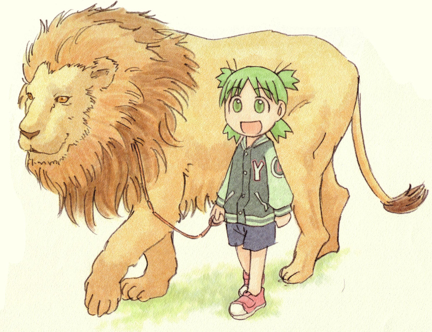 azuma_kiyohiko child highres koiwai_yotsuba leash lion quad_tails yotsubato!