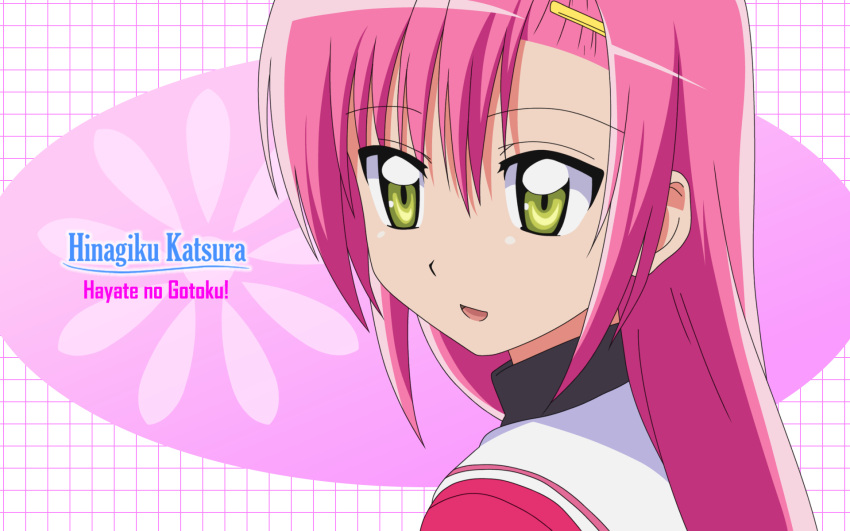 hair_clip hayate_no_gotoku! katsura_hinagiku open_mouth pink_hair school_uniform smile source_request vector yellow_eyes