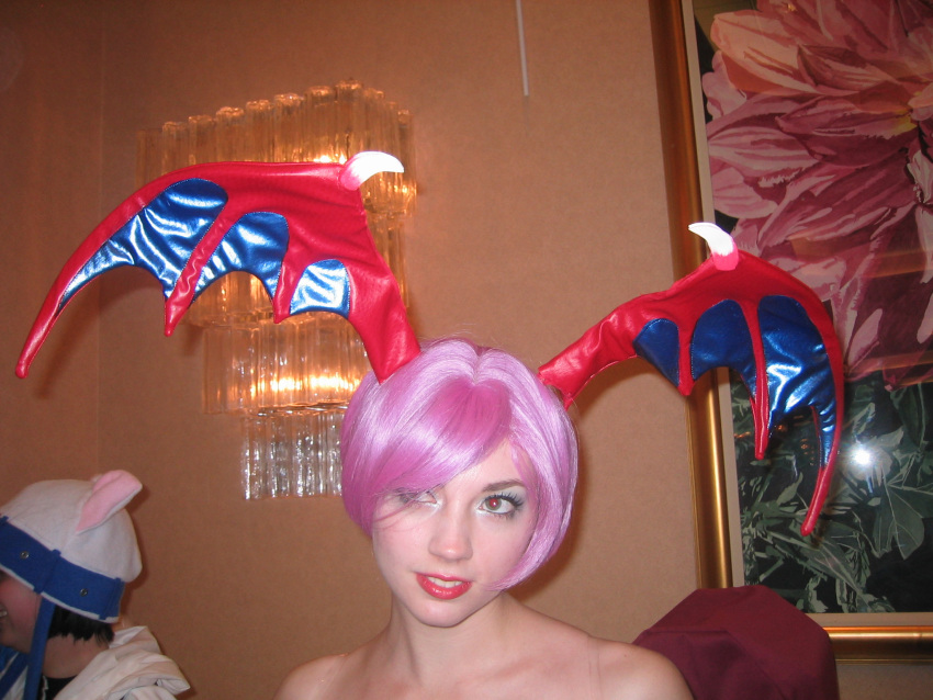 capcom cosplay demon_girl head_wings highres lilith_aensland non-asian photo purple_hair solo succubus vampire_(game)