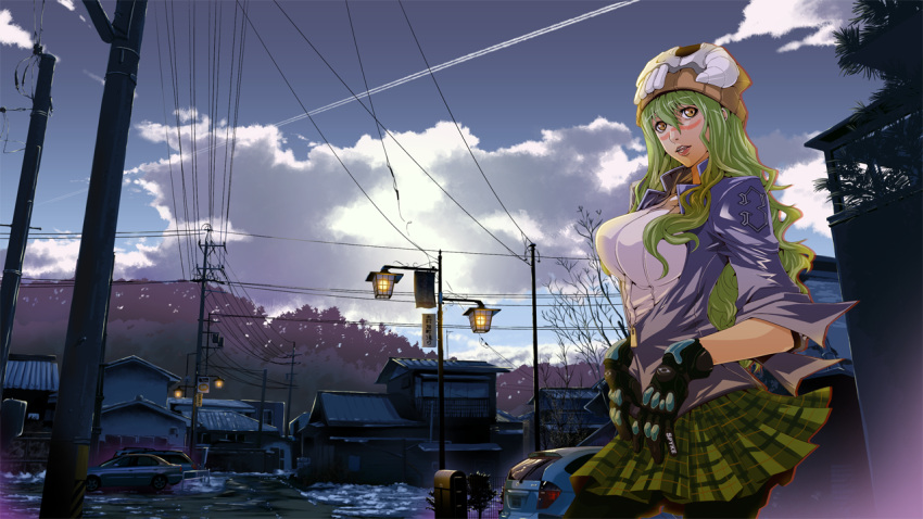 bleach breasts comipa gloves green_eyes green_hair jacket large_breasts long_hair neliel_tu_oderschvank nelliel_tu_odelschwanck paolo_antonio_aguasin skirt skull yellow_eyes