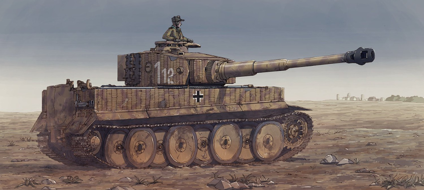 1boy earasensha ground_vehicle military military_vehicle motor_vehicle original tank tank_turret tiger_i
